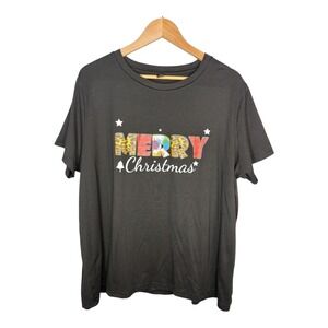 Merry Christmas Graphic T Shirt Leopard‎ Plaid Holiday Top Curve Plus Size 2XL